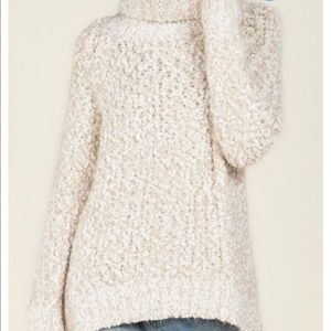 Oversized Fuzzy Mohair Turtleneck Pullover Sweater